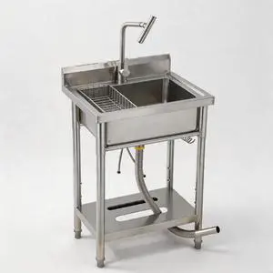 Stainless Steel Utility Sink, 23'' × 20'' × 39'' Freestanding Stainless Steel Single Bowl Laundry Sink with T Shape Faucet for Kitchen, Bathroom, Garage or Basement, Easy Install Stainless Steel Utility Sink, 23'' × 20'' × 39'' Freestanding Stainless Steel Single Bowl Laundry Sink with T Shape Faucet for Kitchen, Bathroom, Garage or Basement, Easy Install
