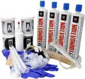 DIY Foundation Crack Repair Kit (20 ft) Low-Viscosity Urethane Injection Sealant for Crawl Spaces & Concrete Basement Walls - Stops Water Leaks - Drill-Free Filler DIY Foundation Crack Repair Kit (20 ft) Low-Viscosity Urethane Injection Sealant for Crawl Spaces & Concrete Basement Walls - Stops Water Leaks - Drill-Free Filler