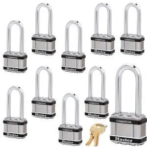 Magnum Padlock - 2" W x 2-1/2"L Shackle, Ten (10) Keyed Alike Locks w/20 Keys, M5NKALJSTS-10 w/BumpStop Technology Magnum Padlock - 2" W x 2-1/2"L Shackle, Ten (10) Keyed Alike Locks w/20 Keys, M5NKALJSTS-10 w/BumpStop Technology