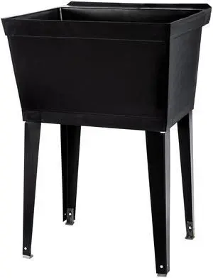 19 Gallon Utility Sink Laundry Tub by with Adjustable Metal Legs, Ideal for Laundry room, Basement, or Garage Workshop. Heavy Duty Shop Sink. No Faucet Included (Black) 19 Gallon Utility Sink Laundry Tub by with Adjustable Metal Legs, Ideal for Laundry room, Basement, or Garage Workshop. Heavy Duty Shop Sink. No Faucet Included (Black)
