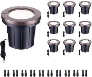 Low Voltage Well Lights LED, Bright 12V Landscape Lights Outdoor IP67 Waterproof, 4" Wired in-Grade Uplights Aluminum ORB for Path Yard 6W 580LM 10 Pack Low Voltage Well Lights LED, Bright 12V Landscape Lights Outdoor IP67 Waterproof, 4" Wired in-Grade Uplights Aluminum ORB for Path Yard 6W 580LM 10 Pack