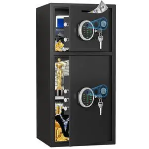 6.0 Cuft Extra Large Home Safe Box Fireproof Waterproof, Fingerprint Safe, Home Security Safes Box with Adjustable Shelf & Drop Slot, Money Safes with Backlit Keypad & Dual Alarm for Office 6.0 Cuft Extra Large Home Safe Box Fireproof Waterproof, Fingerprint Safe, Home Security Safes Box with Adjustable Shelf & Drop Slot, Money Safes with Backlit Keypad & Dual Alarm for Office