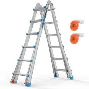22FT A Frame Step Ladder Telescoping Ladder, Muti Position Folding Ladder Flared Leg & Wheels Design, 330 lbs Capacity Extension Ladder for Household Outdoor Work (22 FT Reach Height) 22FT A Frame Step Ladder Telescoping Ladder, Muti Position Folding Ladder Flared Leg & Wheels Design, 330 lbs Capacity Extension Ladder for Household Outdoor Work (22 FT Reach Height)