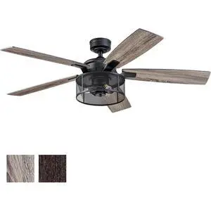 Ceiling Fans Carnegie Industrial 52 Inch Ceiling Fan with Light, Remote Control Fan, LED Indoor Fan with 5 Blades, Gray Pine and Brown Chestnut Blade Finish Options, Matte Black (50614-01) Ceiling Fans Carnegie Industrial 52 Inch Ceiling Fan with Light, Remote Control Fan, LED Indoor Fan with 5 Blades, Gray Pine and Brown Chestnut Blade Finish Options, Matte Black (50614-01)