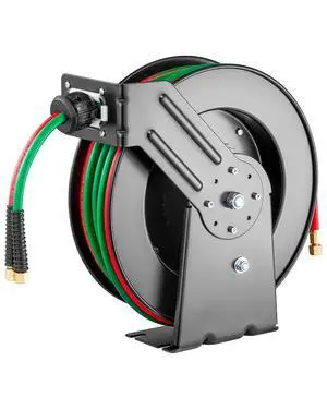 Retractable Welding Hose Reel, 1/4-Inch x 50FT Twin Oxygen Acetylene Rubber Hose Max 300PSI - R Grade, Ceiling/Wall Mount Heavy Duty Steel Hose Reel Auto-Rewind, Ideal for Workshops Garages Retractable Welding Hose Reel, 1/4-Inch x 50FT Twin Oxygen Acetylene Rubber Hose Max 300PSI - R Grade, Ceiling/Wall Mount Heavy Duty Steel Hose Reel Auto-Rewind, Ideal for Workshops Garages
