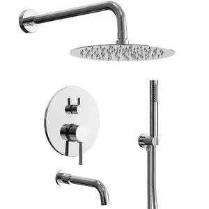 10" High-Pressure Rainfall Shower System with Handheld Spray, Wall Mount Bathroom Shower Faucet Set with Tub Spout (Chrome) 10" High-Pressure Rainfall Shower System with Handheld Spray, Wall Mount Bathroom Shower Faucet Set with Tub Spout (Chrome)