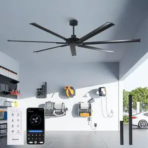 100-Inch Large Industrial Ceiling Fan without Light, 11500 CFM HVLS High Volume Airflow, 7 Aluminum Blades Matte Black, Super Energy-Efficient 255 CFM/W for Warehouse Gym Workshop 100-Inch Large Industrial Ceiling Fan without Light, 11500 CFM HVLS High Volume Airflow, 7 Aluminum Blades Matte Black, Super Energy-Efficient 255 CFM/W for Warehouse Gym Workshop