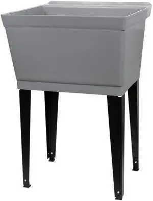 19 Gallon Utility Sink Laundry Tub by with Adjustable Metal Legs, Ideal for Laundry room, Basement, or Garage Workshop. Heavy Duty Shop Sink. No Faucet Included (Grey) 19 Gallon Utility Sink Laundry Tub by with Adjustable Metal Legs, Ideal for Laundry room, Basement, or Garage Workshop. Heavy Duty Shop Sink. No Faucet Included (Grey)