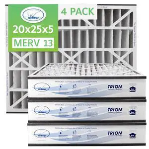 20x25x5 Air Bear Pleated HVAC Air Filter MERV 13 (4-Pack) (Actual Size: 19.75 x 24.25 x 4.9 Inches) compatible with part no: 266649-102 20x25x5 Air Bear Pleated HVAC Air Filter MERV 13 (4-Pack) (Actual Size: 19.75 x 24.25 x 4.9 Inches) compatible with part no: 266649-102