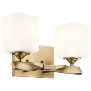 Marette 13.5 inch 2 Light Vanity Light with Satin Etched Cased Opal Glass in a Rich Champagne Bronze, for Bathroom and Powder Rooms, (13.5" W x 8" H), 55001CPZ Marette 13.5 inch 2 Light Vanity Light with Satin Etched Cased Opal Glass in a Rich Champagne Bronze, for Bathroom and Powder Rooms, (13.5" W x 8" H), 55001CPZ