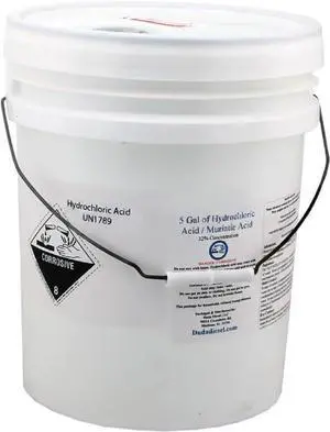 Industrial Grade Hydrochloric Acid 32% Pure, 5 Gallon Pail Industrial Grade Hydrochloric Acid 32% Pure, 5 Gallon Pail