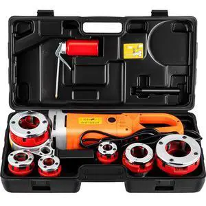 Electric Pipe Threader, 2300W Pipe Threading Machine with 6 Dies 1/2"-2", 110V Hand-held Pipe Threader Machine with Copper Motor, Portable Electric Pipe Threading Kit with Carrying Case Electric Pipe Threader, 2300W Pipe Threading Machine with 6 Dies 1/2"-2", 110V Hand-held Pipe Threader Machine with Copper Motor, Portable Electric Pipe Threading Kit with Carrying Case