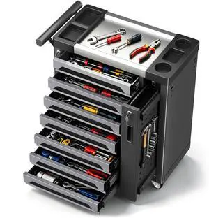 Tool Chest 7-Drawer, Heavy Duty Rolling Tool Chest with Stainless Steel Countertop/Side Drawer, Tool Cabinet with Lockable Drawers & 360° Wheels for Garage Storage, Workshop, Gray Tool Chest 7-Drawer, Heavy Duty Rolling Tool Chest with Stainless Steel Countertop/Side Drawer, Tool Cabinet with Lockable Drawers & 360° Wheels for Garage Storage, Workshop, Gray