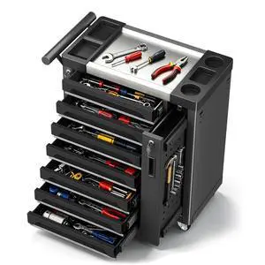 Tool Chest 7-Drawer, Heavy Duty Rolling Tool Chest with Stainless Steel Countertop/Side Drawer, Tool Cabinet with Lockable Drawers & 360° Wheels for Garage Storage, Workshop, Black Tool Chest 7-Drawer, Heavy Duty Rolling Tool Chest with Stainless Steel Countertop/Side Drawer, Tool Cabinet with Lockable Drawers & 360° Wheels for Garage Storage, Workshop, Black