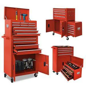 13-Drawer Rolling Tool Chest, 2 in 1 Detachable Metal Tool Cabinet with Lock & Wheels, Heavy-Duty Tool Storage Organizer for Garage, Workshop, Auto Repair & Home(Red) 13-Drawer Rolling Tool Chest, 2 in 1 Detachable Metal Tool Cabinet with Lock & Wheels, Heavy-Duty Tool Storage Organizer for Garage, Workshop, Auto Repair & Home(Red)