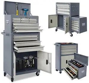 13-Drawer Rolling Tool Chest, 2 in 1 Detachable Metal Tool Cabinet with Lock & Wheels, Heavy-Duty Tool Storage Organizer for Garage, Workshop, Auto Repair & Home (Grey) 13-Drawer Rolling Tool Chest, 2 in 1 Detachable Metal Tool Cabinet with Lock & Wheels, Heavy-Duty Tool Storage Organizer for Garage, Workshop, Auto Repair & Home (Grey)