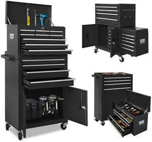 13-Drawer Rolling Tool Chest, 2 in 1 Detachable Metal Tool Cabinet with Lock & Wheels, Heavy-Duty Tool Storage Organizer for Garage, Workshop, Auto Repair & Home (Black) 13-Drawer Rolling Tool Chest, 2 in 1 Detachable Metal Tool Cabinet with Lock & Wheels, Heavy-Duty Tool Storage Organizer for Garage, Workshop, Auto Repair & Home (Black)