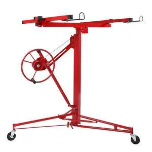 11 FT Drywall Lift Panel Rolling Hoist Jack Lifter Sheetrock, Drywall Lifting Construction Tools Caster Wheel with Adjustable Telescopic Arm, Red 11 FT Drywall Lift Panel Rolling Hoist Jack Lifter Sheetrock, Drywall Lifting Construction Tools Caster Wheel with Adjustable Telescopic Arm, Red