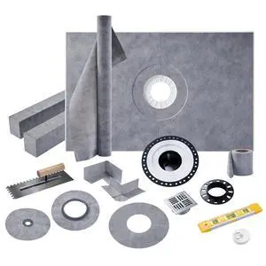 Shower Curb Kit, Full Shower Installation Set with 38" x 60" Tray, Curb, Membrane, Seals, ABS Bonding Flange, Corners, Trowel & Level, Center Outlet Shower Curb Kit, Full Shower Installation Set with 38" x 60" Tray, Curb, Membrane, Seals, ABS Bonding Flange, Corners, Trowel & Level, Center Outlet