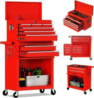 8-Drawer High Capacity Rolling Tool Chest, Removable Cabinet Storage Tool Box with Wheels and Drawers 8-Drawer High Capacity Rolling Tool Chest, Removable Cabinet Storage Tool Box with Wheels and Drawers
