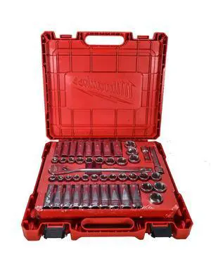 48-22-9010 47-Piece 1/2 in. Drive Metric and SAE Ratchet and Socket Set with FOUR FLAT Sides 48-22-9010 47-Piece 1/2 in. Drive Metric and SAE Ratchet and Socket Set with FOUR FLAT Sides