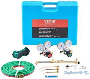 Oxygen Acetylene Torch Kit, Gas Welding Cutting Torch Kit, 14PCS Portable Oxy Acetylene Brazing Set with 177'' Long Twin-Hose, Cutting Nozzle, 3 Welding Tips & Carry Case (without Gas Cylinder) Oxygen Acetylene Torch Kit, Gas Welding Cutting Torch Kit, 14PCS Portable Oxy Acetylene Brazing Set with 177'' Long Twin-Hose, Cutting Nozzle, 3 Welding Tips & Carry Case (without Gas Cylinder)