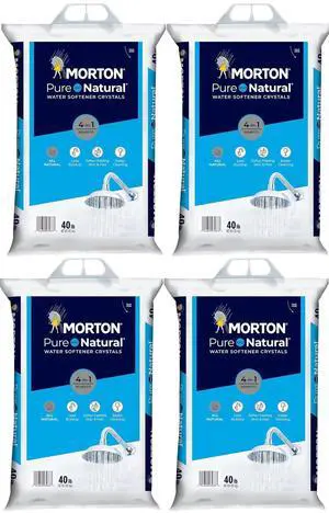 (4 PK) Morton Water Softener Salt Crystals, Pure and Natural 4 in 1, 40 pounds (4 PK) Morton Water Softener Salt Crystals, Pure and Natural 4 in 1, 40 pounds