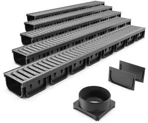 Vodaland - 4 Inch Easy 2 Premium Trench Drain Channel - Galvanized Stamped Steel Grating (5) Vodaland - 4 Inch Easy 2 Premium Trench Drain Channel - Galvanized Stamped Steel Grating (5)