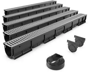 Vodaland - 3 Inch Easy 1 Premium Trench Drain Channel - Galvanized Stamped Steel Grating (5) Vodaland - 3 Inch Easy 1 Premium Trench Drain Channel - Galvanized Stamped Steel Grating (5)