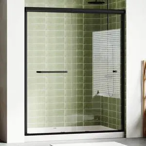 56-60" W x 72" H Semi-Frameless Walk-in Shower Door, 4" Adjustable Design, 1/4inch Thick Tempered Glass, Matte Black Aluminum Alloy Frame, Modern Bathroom Shower Sliding Door 56-60" W x 72" H Semi-Frameless Walk-in Shower Door, 4" Adjustable Design, 1/4inch Thick Tempered Glass, Matte Black Aluminum Alloy Frame, Modern Bathroom Shower Sliding Door