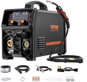 MIG Welder, 200A Synergic Mig Welding Machine, 4-in-1 Gas MIG/Flux Core MIG/Stick/Lift TIG Multi-Process Welder Machine, 110V/220V Dual Voltage Mig Welder with IGBT Inverter & LCD Screen Display MIG Welder, 200A Synergic Mig Welding Machine, 4-in-1 Gas MIG/Flux Core MIG/Stick/Lift TIG Multi-Process Welder Machine, 110V/220V Dual Voltage Mig Welder with IGBT Inverter & LCD Screen Display