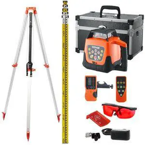 Red Rotary Laser Level 1650ft,360 Degree Self Leveling Laser Level Kit,with Surveying Tripod&5m Staff,IP66 Waterproof Remote Control,5 Rotation Speeds&4 Angles Adjustment(Ship in Three Packages) Red Rotary Laser Level 1650ft,360 Degree Self Leveling Laser Level Kit,with Surveying Tripod&5m Staff,IP66 Waterproof Remote Control,5 Rotation Speeds&4 Angles Adjustment(Ship in Three Packages)