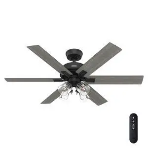 Fonthill Indoor Ceiling Fan With Light, Remote, 52-inch, Fresh White, Fast Install, 6-speeds (Matte Black) Fonthill Indoor Ceiling Fan With Light, Remote, 52-inch, Fresh White, Fast Install, 6-speeds (Matte Black)