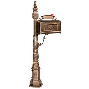 Cast Aluminum Mailbox, Barcelona Decorative Post Mailbox, Rust-Proof Large Security Heavy Duty Mailbox (Bronze) Cast Aluminum Mailbox, Barcelona Decorative Post Mailbox, Rust-Proof Large Security Heavy Duty Mailbox (Bronze)