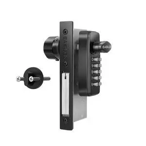 EASILOK Keyless Mechanical Storefront Lock, DIY No-Drill Commercial Mortise Replacement, Fits 1-1/8" Backset, Black, Deadbolt EASILOK Keyless Mechanical Storefront Lock, DIY No-Drill Commercial Mortise Replacement, Fits 1-1/8" Backset, Black, Deadbolt