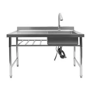 Free Standing Stainless Steel Prep & Utility Sink Single Bowl Commercial Kitchen Sink w/Workbench, Outdoor Sink (Single Bowl w/Shelf) Free Standing Stainless Steel Prep & Utility Sink Single Bowl Commercial Kitchen Sink w/Workbench, Outdoor Sink (Single Bowl w/Shelf)