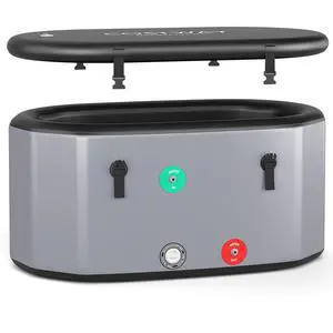 XL 129 Gal Oval Ice Bath Tub with Cover, Portable Outdoor Inflatable Cold Plunge Tub with Backpack, Pump, for Cold and Therapy, Compatible with Water Chillers, Grey XL 129 Gal Oval Ice Bath Tub with Cover, Portable Outdoor Inflatable Cold Plunge Tub with Backpack, Pump, for Cold and Therapy, Compatible with Water Chillers, Grey
