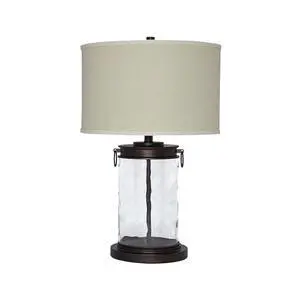 Tailynn Modern 25.25" Glass Table Lamp with Hardback Shade, Clear Tailynn Modern 25.25" Glass Table Lamp with Hardback Shade, Clear
