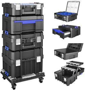 5 Tier Stackable Tool Box with Wheels,Rolling Tool Box with Drawers,Modular Tools Organizer,Portable Tool Box with Transparent Parts Box,Large Capacity Toolbox,for Garage Storage,Home and Repair Shop 5 Tier Stackable Tool Box with Wheels,Rolling Tool Box with Drawers,Modular Tools Organizer,Portable Tool Box with Transparent Parts Box,Large Capacity Toolbox,for Garage Storage,Home and Repair Shop