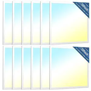 12 Pack 2x2 LED Flat Panel Light 5000LM Adjustable, 0-10V Dimmable Troffer LED Drop Ceiling Light Fixtures, 4000K/5000K/6500K Selectable for Office - Dustproof ETL Listed, FCC, DLC 12 Pack 2x2 LED Flat Panel Light 5000LM Adjustable, 0-10V Dimmable Troffer LED Drop Ceiling Light Fixtures, 4000K/5000K/6500K Selectable for Office - Dustproof ETL Listed, FCC, DLC