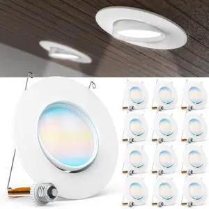 Sunco 12 Pack LED Can Lights Eyeball Retrofit Gimbal 5/6 Inch Recessed Lights, 12W=60W, 5 Colors (2700K/3000K/3500K/4000K/5000K), 800 LM, Directional Angled Trim Adjustable Ceiling Downlight, UL Sunco 12 Pack LED Can Lights Eyeball Retrofit Gimbal 5/6 Inch Recessed Lights, 12W=60W, 5 Colors (2700K/3000K/3500K/4000K/5000K), 800 LM, Directional Angled Trim Adjustable Ceiling Downlight, UL