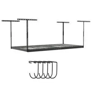 Overhead Garage Storage Rack - Heavy Duty Racks for Garage with 600 lb Capacity, Easy Storage, Adjustable Storage Rack, Ceiling Mount Storage 4x8 Hammertone (12"-24") Overhead Garage Storage Rack - Heavy Duty Racks for Garage with 600 lb Capacity, Easy Storage, Adjustable Storage Rack, Ceiling Mount Storage 4x8 Hammertone (12"-24")