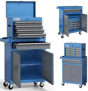 Tool Chest 7-Drawer | 40'' H Rolling Tool Chest with Wheels | Detachable Top Metal Tool Box | Garage Storage Cabinet for Warehouse,Repair Room | Rolling Tool Box with Wheels,Hooks,Liners | Blue Tool Chest 7-Drawer | 40'' H Rolling Tool Chest with Wheels | Detachable Top Metal Tool Box | Garage Storage Cabinet for Warehouse,Repair Room | Rolling Tool Box with Wheels,Hooks,Liners | Blue
