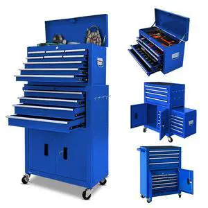 13-Drawer Rolling Tool Chest with Double Doors, 2 in 1 Detachable Rolling Tool Chests, Metal Standing Tool Cabinet with Lock, Large Toolbox for Garage Workshop, Gift for Christmas 13-Drawer Rolling Tool Chest with Double Doors, 2 in 1 Detachable Rolling Tool Chests, Metal Standing Tool Cabinet with Lock, Large Toolbox for Garage Workshop, Gift for Christmas