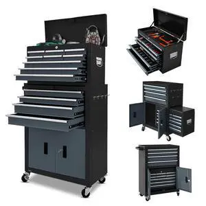 13-Drawer Rolling Tool Chest with Double Doors, 2 in 1 Detachable Rolling Tool Chests, Metal Standing Tool Cabinet with Lock, Large Toolbox for Garage Workshop, Gift for Christmas 13-Drawer Rolling Tool Chest with Double Doors, 2 in 1 Detachable Rolling Tool Chests, Metal Standing Tool Cabinet with Lock, Large Toolbox for Garage Workshop, Gift for Christmas