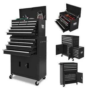 13-Drawer Rolling Tool Chest with Double Doors, 2 in 1 Detachable Rolling Tool Chests, Metal Standing Tool Cabinet with Lock, Large Toolbox for Garage Workshop, Gift for Christmas 13-Drawer Rolling Tool Chest with Double Doors, 2 in 1 Detachable Rolling Tool Chests, Metal Standing Tool Cabinet with Lock, Large Toolbox for Garage Workshop, Gift for Christmas