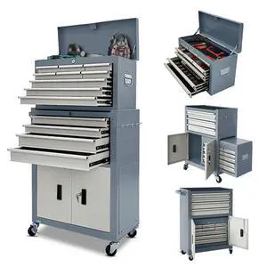 13-Drawer Rolling Tool Chest with Double Doors, 2 in 1 Detachable Rolling Tool Chests, Metal Standing Tool Cabinet with Lock, Large Toolbox for Garage Workshop, Gift for Christmas 13-Drawer Rolling Tool Chest with Double Doors, 2 in 1 Detachable Rolling Tool Chests, Metal Standing Tool Cabinet with Lock, Large Toolbox for Garage Workshop, Gift for Christmas