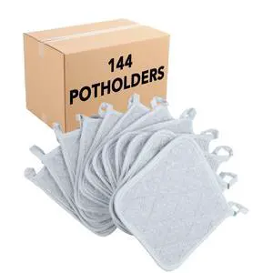 Arkwright Pot Holders for Kitchen - Heat Resistant Square Hot Pads Bulk Case of 144, Professional Grade Washable Cotton Coaster for Oven, Cooking and Baking, 7 x 7 in, Grey Arkwright Pot Holders for Kitchen - Heat Resistant Square Hot Pads Bulk Case of 144, Professional Grade Washable Cotton Coaster for Oven, Cooking and Baking, 7 x 7 in, Grey