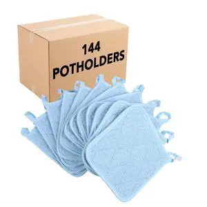 Arkwright Pot Holders for Kitchen - Heat Resistant Square Hot Pads Bulk Case of 144, Professional Grade Washable Cotton Coaster for Oven, Cooking and Baking, 7 x 7 in, Blue Arkwright Pot Holders for Kitchen - Heat Resistant Square Hot Pads Bulk Case of 144, Professional Grade Washable Cotton Coaster for Oven, Cooking and Baking, 7 x 7 in, Blue
