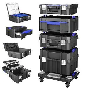 4 Tier Stackable Rolling Tool Box with Wheels | Modular Tool Organizer Box Storage System | Portable Tool Box with Drawers | Tough and Durable | For Garage Storage | Home Repairs | Professional Work 4 Tier Stackable Rolling Tool Box with Wheels | Modular Tool Organizer Box Storage System | Portable Tool Box with Drawers | Tough and Durable | For Garage Storage | Home Repairs | Professional Work
